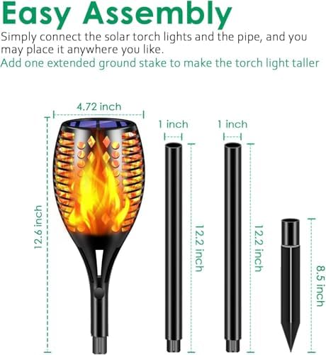 TomCare Flickering Flame Solar Torch Lights Outdoor, 43" Tall, 6 Pack - Image 4