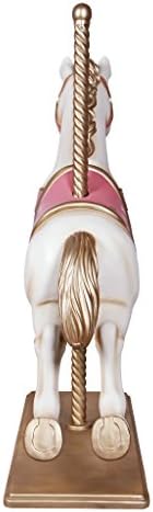 Design Toscano Carousel Horse Vintage-Style Merry Go Round Indoor Statue, Full-Size, 57 inches Tall, Fiberglass Cast Stone Resin, White & Pink Paint - Image 5