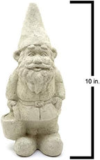 Garden Gnome with Bucket: Solid Durable Stone Statue with Vintage Texture. Sealed for Outdoors. Handcrafted USA. (Classic/White) - Image 5