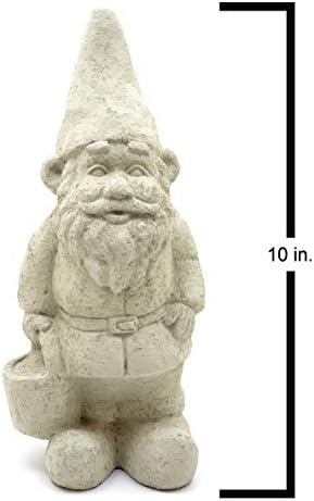 Garden Gnome with Bucket: Solid Durable Stone Statue with Vintage Texture. Sealed for Outdoors. Handcrafted USA. (Classic/White) - Image 5