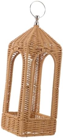 Handwoven Rattan Candle Lantern Shade Cover for Tabletop Patio by minkissy