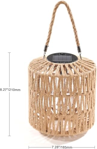 Cooo Large Solar Rope Lantern Outdoor Hanging – Handwoven Jute Rope Lantern with Warm Edison Bulb, IP65 Waterproof Solar Powered Garden Light for Porch Patio, Yard Christmas Decorations, 8.27” Tall - Image 2