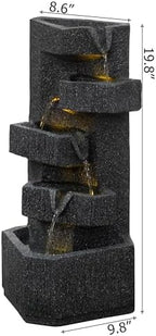 Gardenised Water Fountain with LED Light for Indoor and Outdoor Accent with Soothing Waterfall Sound Ideal for Home Office Patio Backyard Deck Porch Balcony and Tabletop Display, Modern Steps Flow - Image 6