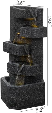 Gardenised Water Fountain with LED Light for Indoor and Outdoor Accent with Soothing Waterfall Sound Ideal for Home Office Patio Backyard Deck Porch Balcony and Tabletop Display, Modern Steps Flow - Image 6