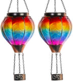 Starsoul 2 PC Rainbow Hot Air Balloon Solar Lantern with Flame Glass Outdoor Hanging Hot Air Balloon Solar Light Waterproof Garden Patio Yard Party Decorations by Starsoul