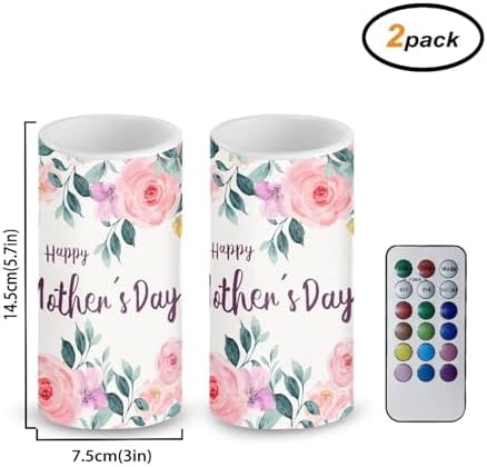 Happy Mother's Day Flameless Candles Realistic LED Candles Battery Operated Candles Set of 2 with Timer Remote Control Long Lasting Home Decor Gifts for Mom - Image 2