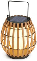 Solar Outdoor Lantern with Faux Rattan, Iron Frame and 3000K LED by Unknown