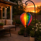 Chevron Rainbow Hot Air Balloon Solar Lantern with Flickering Flame - Image 4