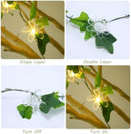 Artificial Flower Vine String Lights With Green Leaves Decor|Led Copper Wire Fairy Lights|Romantic Artificial Plants Ambiance Lamps For Party Christmas Bedroom,A-Warm White,10m(32.8ft)-100LED-Battery - Image 7