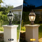 Kalium Outdoor Post Lights, 15" Lamp Post Light Fixture Waterproof Aluminum Housing with Glass, E26 Base Matte Black Lamp Posts Outdoor Lighting for Garden Patio Pathway Walkway （Pole not Included） - Image 5