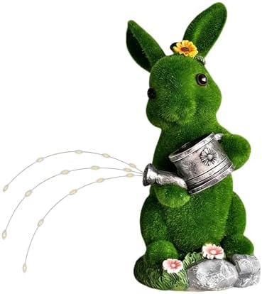Weather Solar Power Rabbits Statue with Watering Can Parties Decors for Yard and Porch Decorative Lighting Resin Rabbits with Watering Can by Unknown