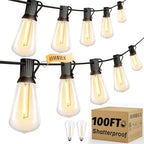 OHLUX Outdoor String Lights 100FT, Dimmable Patio Lights with 42 Shatterproof LED ST38 Vintage Edison Bulbs, 2200K Warm Connectable Hanging Lights for Outside Deck Porch Bistro Gazebos Balcony Garden by OHLUX-YourIndoorOutdoorSpaceLightingPartner