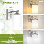 VerRon Set of 2 Wall Sconces for Bathroom, Modern Vanity Light Fixtures - Image 6