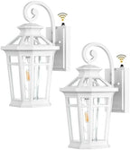 Outdoor Porch Lights, 2-pack White Outdoor Light Fixture Wall Mount, Dusk to Dawn Outdoor Sconce light, Anti-rust Exterior Wall Lantern with Glass Shade, Coach Lights for Garage, Patio, Balcony by OPAXIS