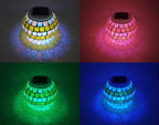 Solar Outdoor Table Lamp, Solar Powered Mosaic Glass Ball Garden Lights Waterproof Color Changing Mood Night Lights (G) - Image 2