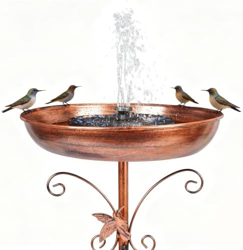 Metal Bird Bath with Solar Fountain for Outdoors by SOGIME