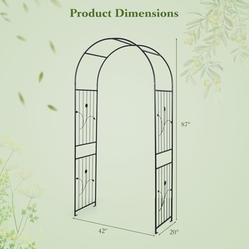Giantex 87" Metal Garden Arbor Arch Trellis for Climbing Plants Vines - Image 3