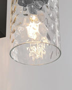 Hammered Glass Wireless Battery Operated Wall Sconces Set of Two Black - Image 3