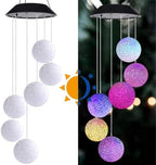 Solar LED Wind Chime for Outside Multi-Pattern Solar Hanging Light Outdoor Garden Yard Decor & Indoor Window Decoration (White Ball) - Image 3