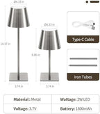 UME 3 Pack Cordless Table Lamp, Battery Operated Lamp - Portable Waterproof Rechargeable Table Lamp w/ 3 Color Temps & Stepless Dimming for Dinner, Desk, Cafe, Outdoor (Brushed Silver) - Image 6