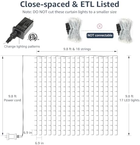 Lepro Lighting Ever Bundle - 306 LED Curtain Lights & 25 ft Solar Outdoor String Lights, Patio String Lights for Porch, Backyard, Deck, Garden, Gazebo, Pergola - Image 5