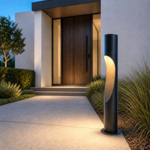 31.5 in Hardwired Bollard Light, 110V Landscape Path Light, Black by Unknown