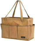 Durable 16OZ Waxed Canvas Tool Bag with Metal Frame, 15.5 Inch Large Collapsible Storage Tool Tote(Khaki | 15.5 X 7.5 X 10.5in) by Unknown
