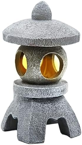 Japanese Pagoda Statues Waterproof Solar Pagoda Lantern 5.1x5.3x10.2 inch Decorative Japanese Stone Lantern for Home Garden Yard Lawn Balcony Patio Porch - Image 3