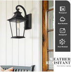 Emliviar Outdoor Wall Lantern, 1-Light Exterior Wall Mount Light with Clear Glass in Black Finish, 18" Height, 500181 - Image 3