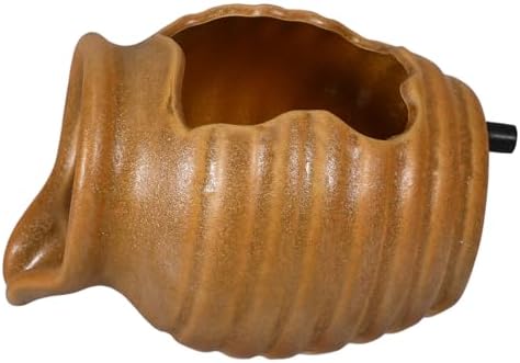 Pond Spitter Ceramic Jug Water Fountain Garden Outdoor Water Feature Planter Plant Flower Pot Jar Fish Tank Cave Waterfall Backyard Water Feature Outside Decoration Hydroponic Vase (Light Brown) by QianShi
