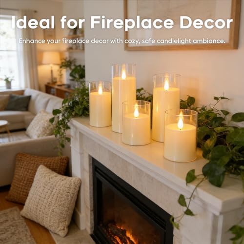 Fo32won Ivory White LED Flameless Pillar Candles Battery Operated with Remote Timer, 5 Pack 3D Flickering Acrylic Candles for Home Living Room Bedroom Fireplace Wedding Party Holiday Decor & Gift - Image 2