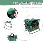 Folding Gardening Stool with Detachable Storage Tote Bag, Multifunctional Gardening Tools Set Organizer for Fishing and Camping,Portable Garden Chair Seat for Adults (Green Flower) - Image 6