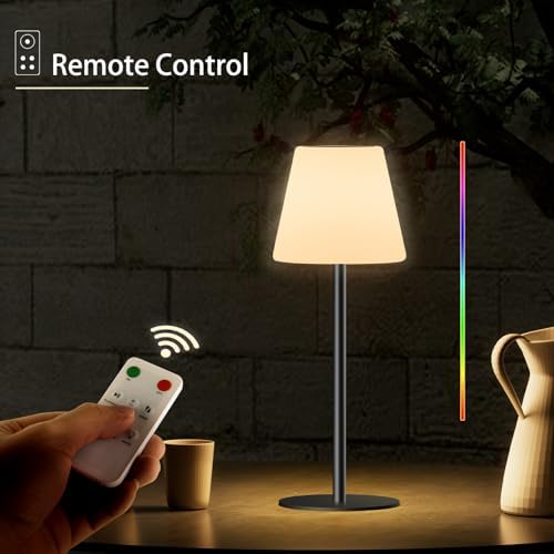 Solar Table Lamp Rechargeable Outdoor Solar Lamps with Light Sensor,Battery Operated Outdoor Lamps for Patio Waterproof,Dimmable Warm White and RGB LED Patio Lamp for Outside Terrace. - Image 5