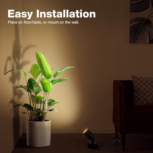 SUNVIE 2 Pack LED 120V SpotLights Indoor, 3W Up Lights Floor Spotlight, 3000K Uplights Indoor Accent Lighting for Plants Pictures Artwork, 5.9 FT Cord with Foot Switch - Image 4