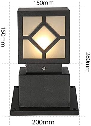 Outdoor Pedestal Light, Modern Black Bollard Lamp with Geometric Cutout Shade for Garden Pathway Driveway Deck, IP55 Waterproof Minimalist Cast Aluminum Landscape Lighting - Image 7