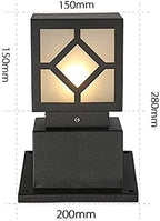 Outdoor Pedestal Light, Modern Black Bollard Lamp with Geometric Cutout Shade for Garden Pathway Driveway Deck, IP55 Waterproof Minimalist Cast Aluminum Landscape Lighting - Image 7
