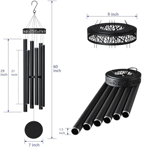 Suntimber Extra Large Wind Chimes for Outside Deep Tone,(Black,60") - Image 3