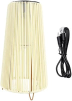 FTVOGUE Solar Lantern Outdoor Rattan Lantern Solar Wicker Decorative USB Charging 1200mAh IP44 Metal Rattan Cutout Pattern for Patio Garden Yard Table (Trapezoid White) - Image 6