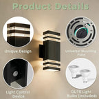 JYV Dusk to Dawn Outdoor Wall Lights,Up and Down Square Porch Lights,Black - Image 5