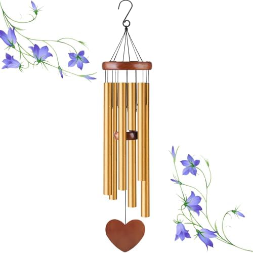 Gold Metal Wind Chimes Outdoor Large, Elegant Aluminum Tubes with Deep Tone, Modern Decorative Hanging Wind Chime for Garden Patio Porch Balcony Yard Home Decor by ABEICO