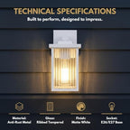 2 Pack White Porch Light, Rust-Resistant Outdoor Wall Light - Image 2
