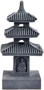 Pagoda Garden Statue, 10 Inch Weatherproof Solar Garden Decor, LED Light Zen Japanese Lantern for Backyard Balcony Patio Lawn Yard, Grey - Image 4