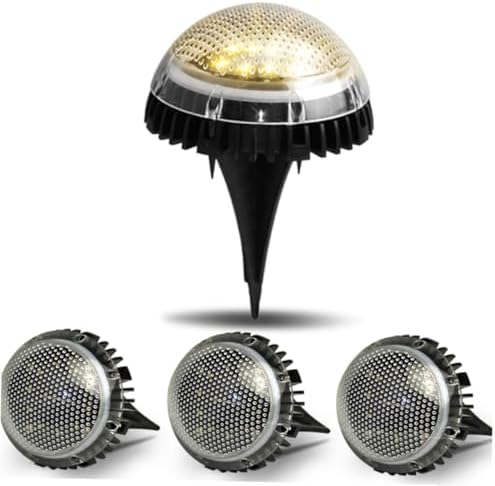 VILLCASE 4 Pack LED Solar Disk Ground Lights for Outdoor Garden Pathways by VILLCASE