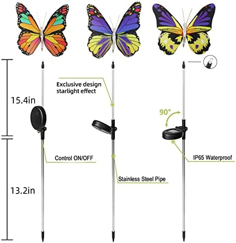 Upgraded Outdoor Solar Garden Lights - 3 Pack Solar Butterfly Decoration Lights - 7 Color Changing LED Waterproof Solar Stake Lights for Garden, Patio, Yard, Lawn, Walkway Decoration - Image 6