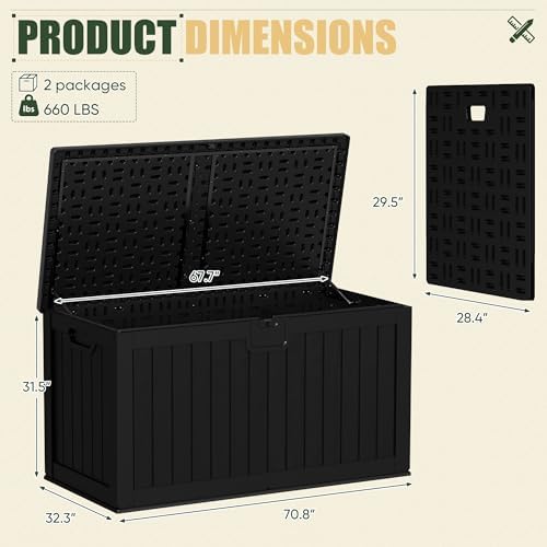JUMMICO HDPE 270 Gallon Deck Box Double-Wall with Divider - Image 3