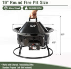 Portable Propane Fire Pit 19" 50000 BTU Cover Carry Kit Smokeless, Black - Image 2