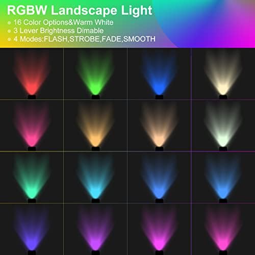 Low Voltage RGB Landscape Lights,Color Changing Outdoor In-Ground Light with Connectors RGB Well Lights 12-24V Landscape Lighting for Outdoor Christmas Halloween Party (RGBW 6 Pack) - Image 4