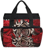 Rose Zebra Print Garden Tool Bag Organizer Heavy Duty Flower Gardening Tote Bag with 10 Pockets for Women Men Gardening Gifts - Image 2