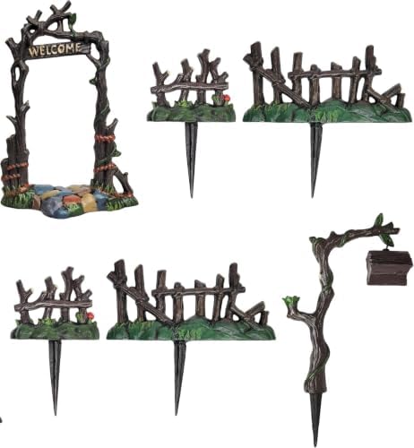 Lulu Decor, Cast Iron Fairy Garden Decor Set Fairy Garden Accessories Including Fairy Garden Fence 4 pc, Lamp with Mailbox and Welcome Arch by LuluDecor