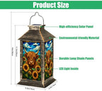 Solar Lantern Highland Cow Sunflowers Stained Glass Style Outdoor Waterproof Hanging Solar Light Outside Lights for Patio Yard House Lawn Decor Birthday Gifts for Women Mom - Image 2